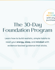 Advertisement for 'The 30-Day Foundation Program' with text on a white background.